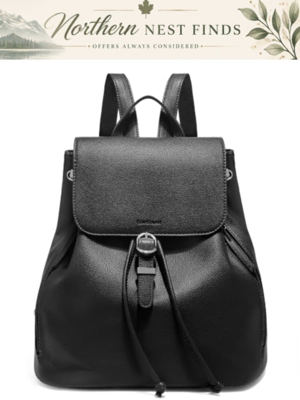 Vegan Leather Drawstring Backpack Purse Multi-Way Carry Women Daily Travel